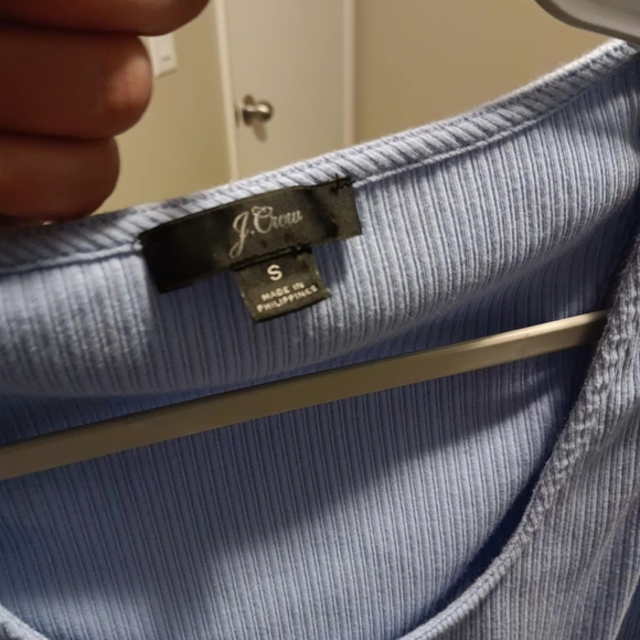 J. Crew Light Blue Ribbed Ruffle Strap Tank - Picture 4 of 9